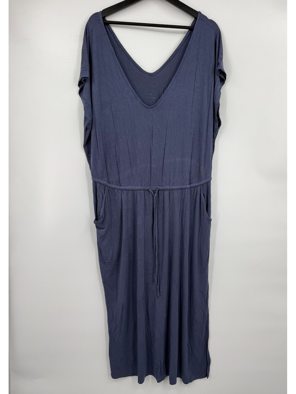 Torrid Womens Super Soft Knit Maxi Dress Blue V-Neck Drawstring Pockets Size 3